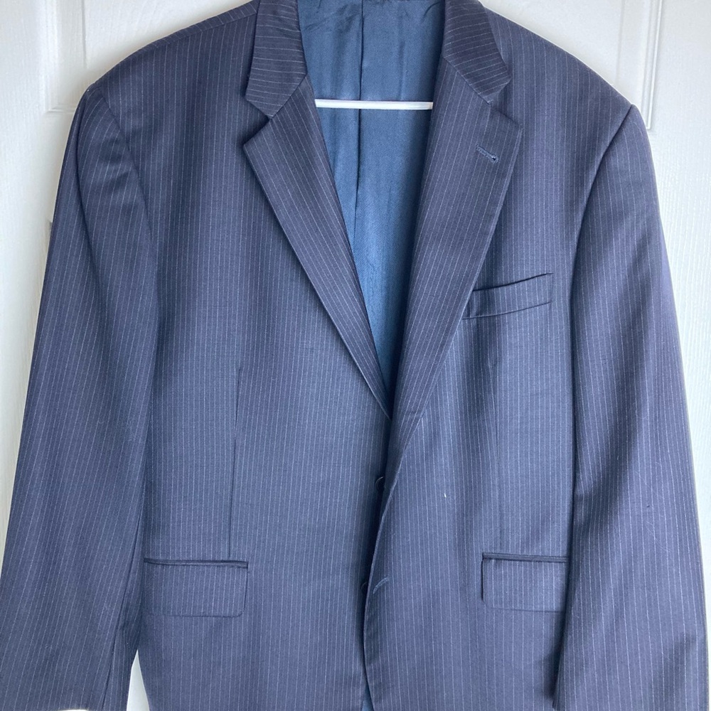 BURBERRY Vintage Sports Blazer coat 44 Short Blue Striped Wool